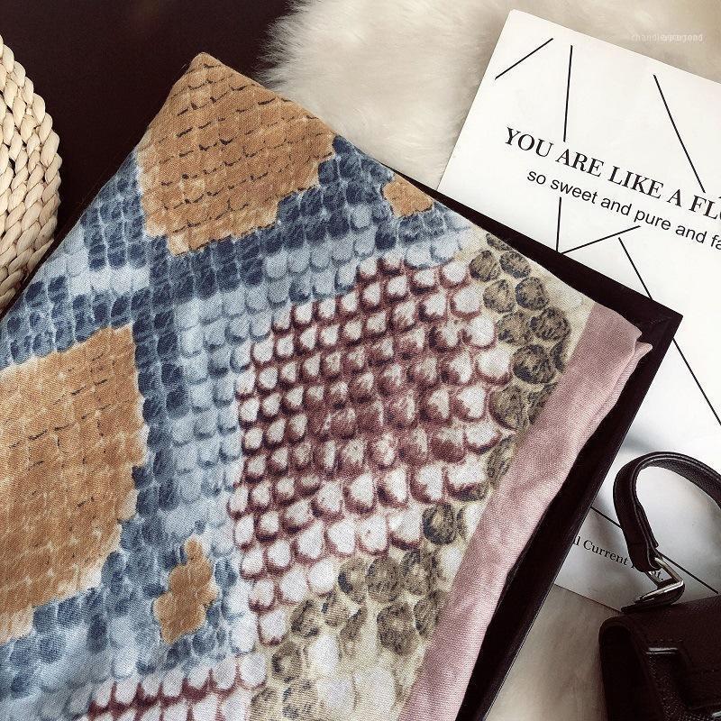 

Scarves Royalmaybe Spring And Autumn Cotton Scarf Thin Gauze Color Snake Pattern Silk Summer Sun Shawl Beach Towel1