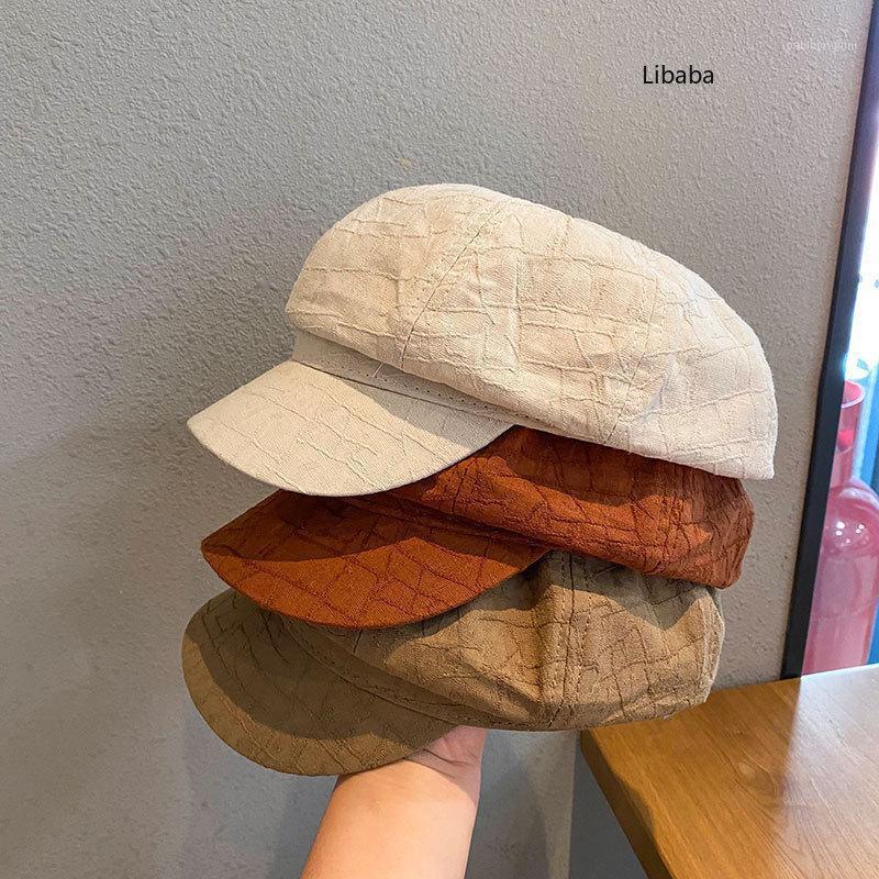 

Libaba Octagonal Hat Women's Korean Fashion Black Japanese Summer Versatile Style British Retro Sboy Beret Berets, 01