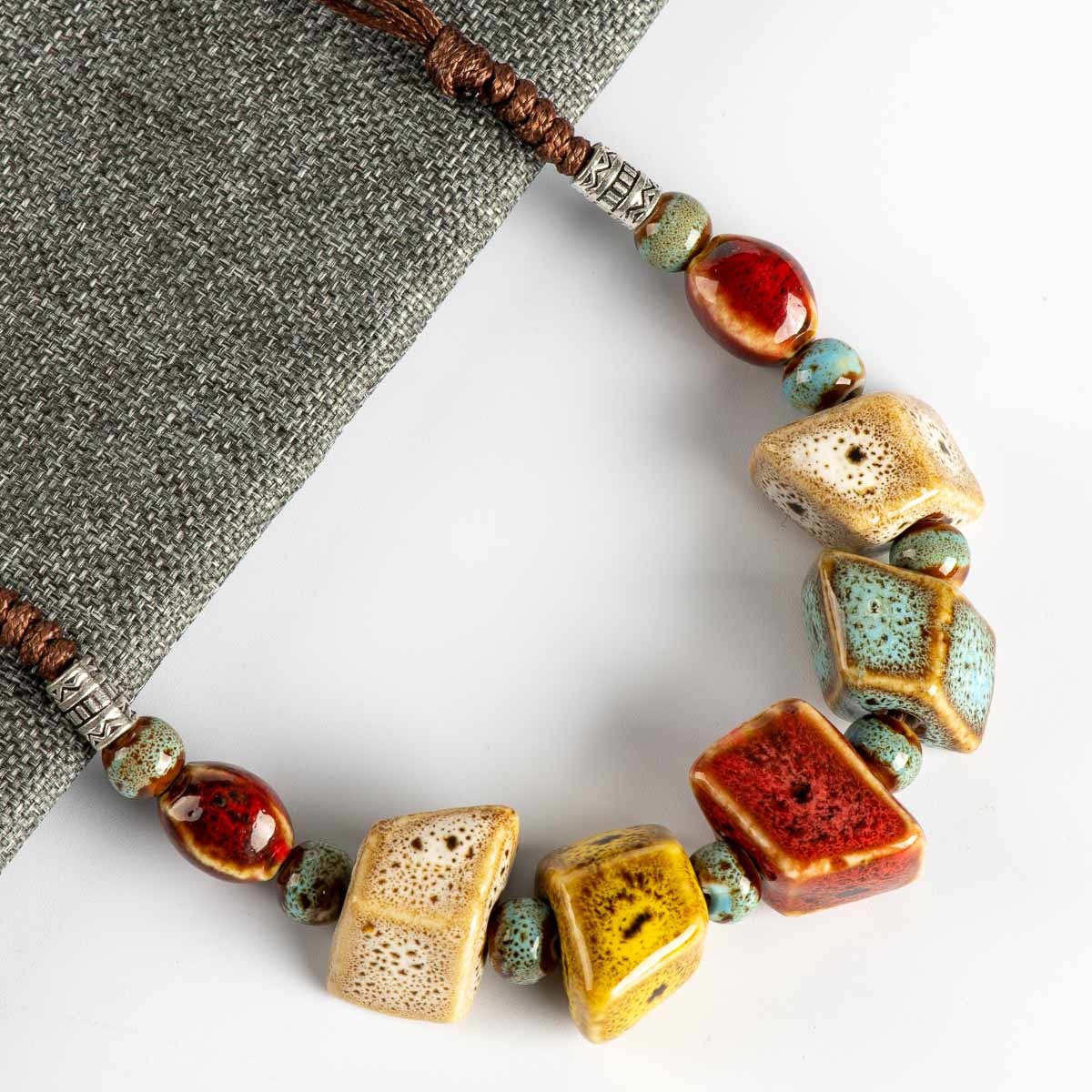 

Colorful Irregular shape Ceramic Beads Neckalce artware Antique whole Necklaces & Pendants For women #FY567