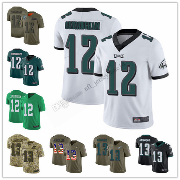 

Custom Mens women youth philadelphiaeagles12 Randall Cunningham 13 Nelson Agholor Green white black 100th Season Vapor Limited Football Jerseys