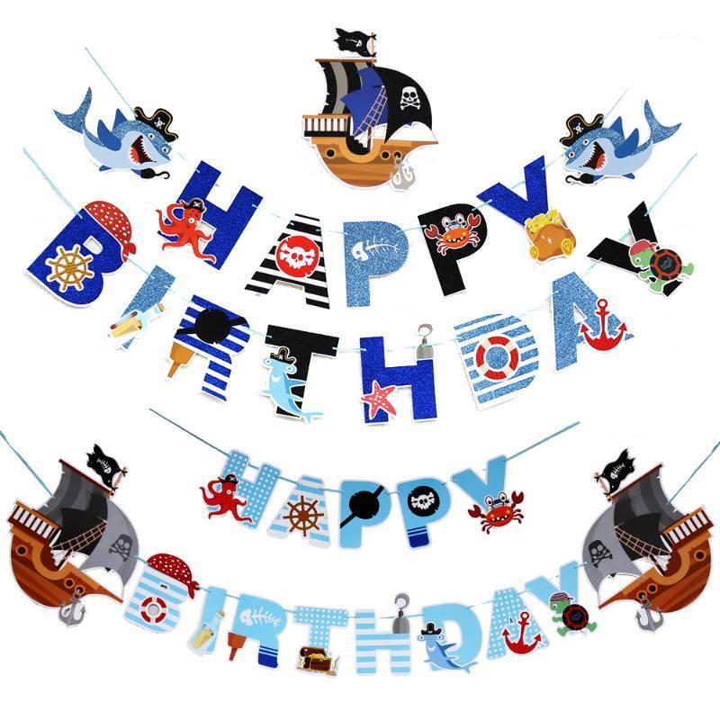 

Party Decoration Pirate Football Space Cartoon Banner Happy Birthday Decor Decorations Children Supplies