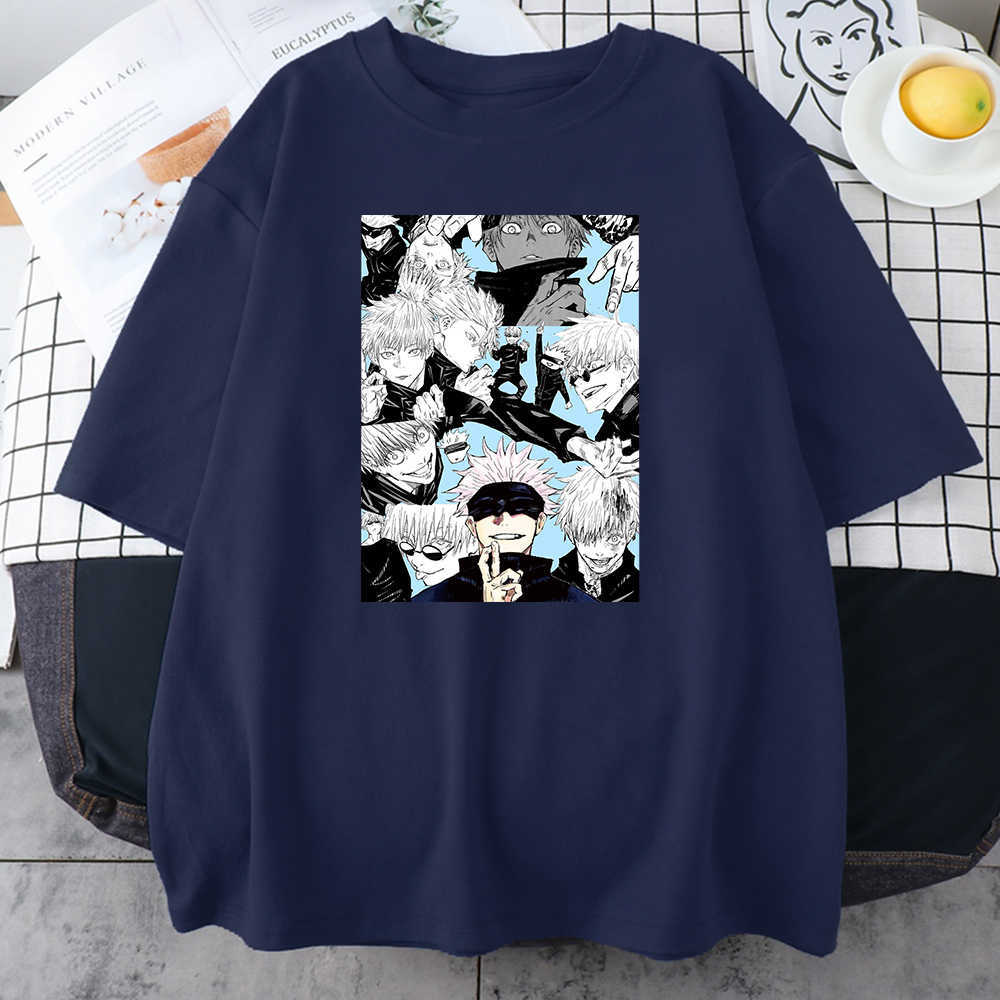 

Anime Jujutsu Kaisen Mens Clothes Hip Hop Sweat Breathable Clothing Brand T-Shirts Printing Crewneck Casual Harajuku T-Shirts X0621, White
