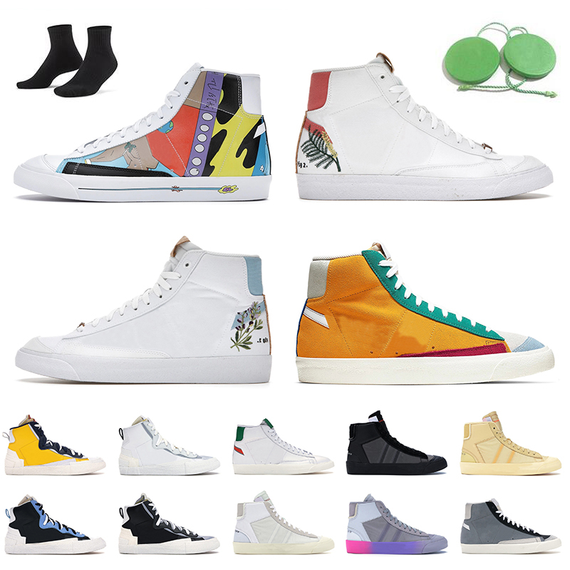 

Fashion Designer Blazer Mid 77 Vintage Casual Shoes Women Mens NIK Flyleather Ruohan Wang Catechu Indigo White Off Cool Grey Platform Traine, Black