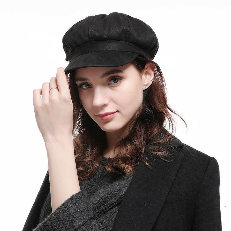 

2021 New Solid Plain Autumn Hats for Women Octagonal Newsboy Cap Men Ladies Casual Visor Hat Winter Beret 2qd4, Black