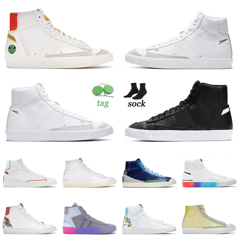 

New Quality Blazer Mid 77 Running Shoes Vintage Bicycle Yellow Raygun Sketch Red Overlays Pine Green Wolf Grey Mens Women Sports Trainers Athletic, A39 vintage pine green 36-45