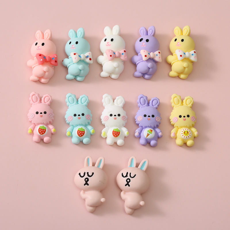 

30pcs Resin Components Cartoon Animal Rabbit Cabochons Flat Back Scrapbook for Making DIY Earrings Hairpin Decor Crafts Accessories