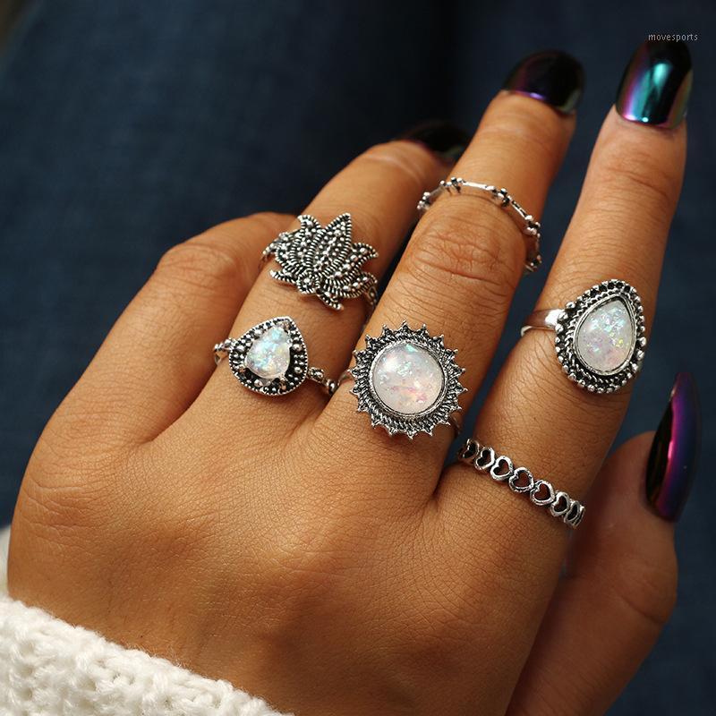 

Cluster Rings UODCM Styles Trendy Boho Midi Knuckle Ring Set For Women Crystal Geometric Finger Fashion Bohemian Jewelry1