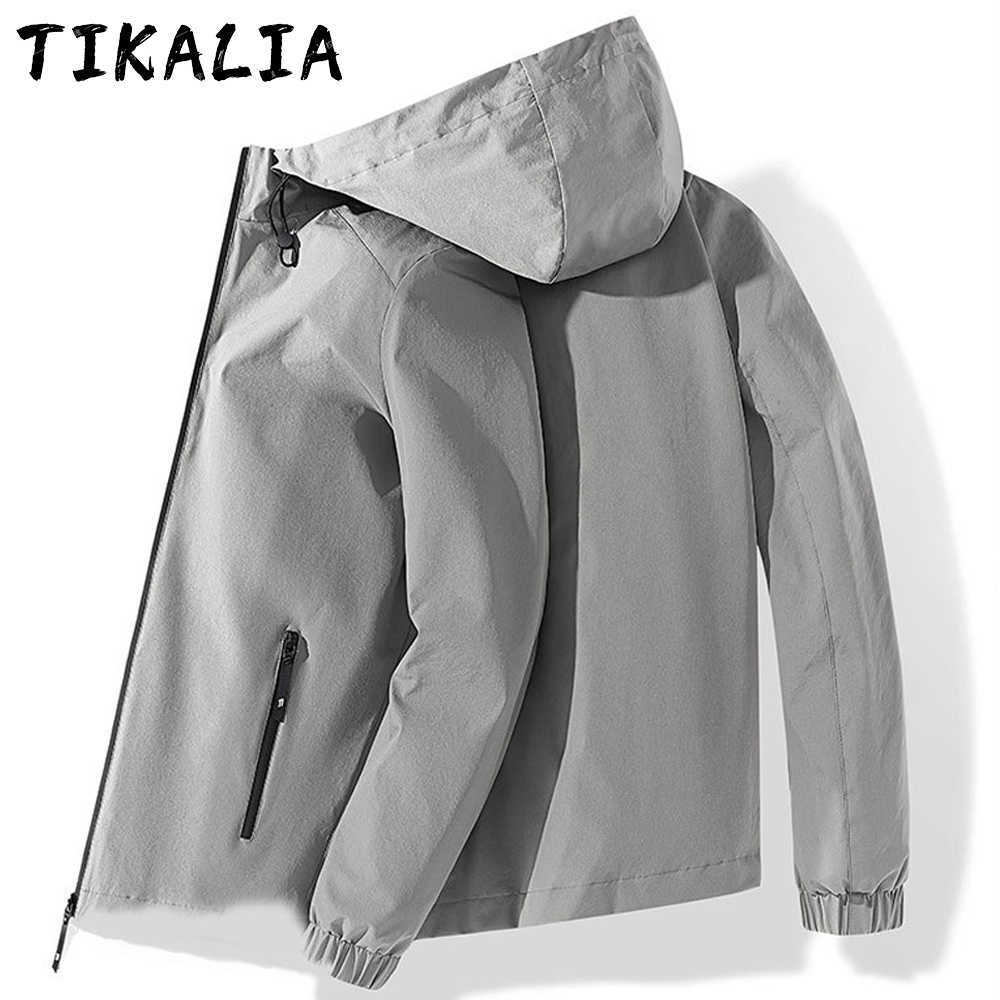 

Spring Jacket Men Windbreaker Jacket Solid Color Men Casual Hooded Coat Autumn Zipper Hoodie Jacket Fashion Clothing Outwear Men X0621, Blue