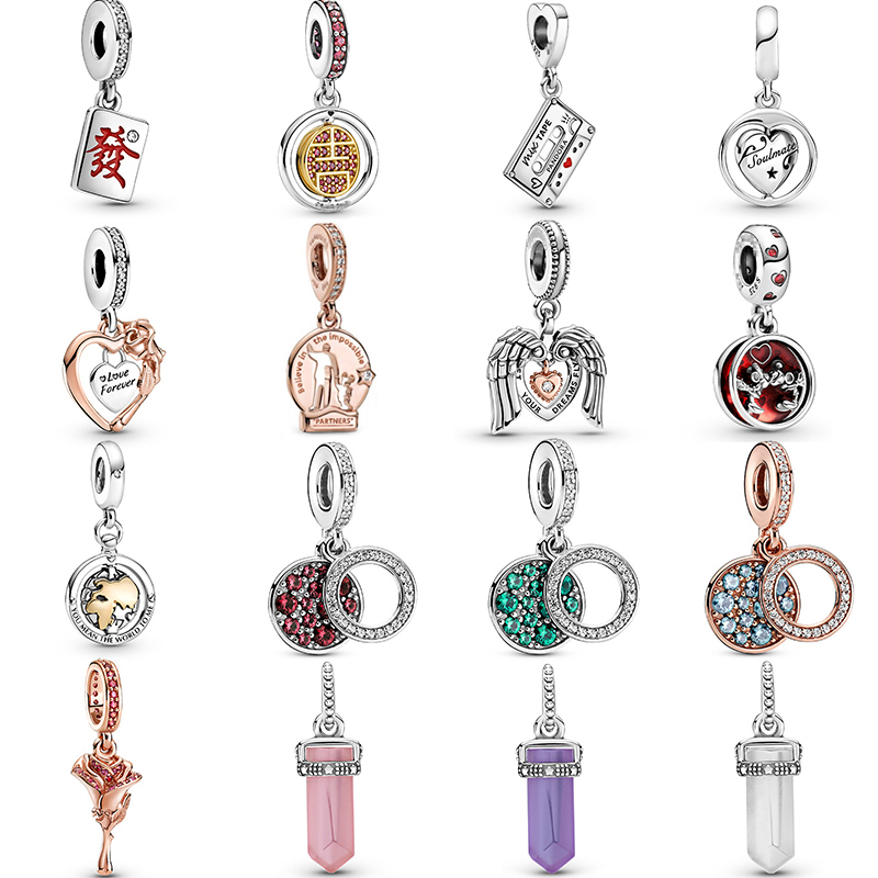 

925 Sterling Silver Charms For Women DIY Jewelry Fit Pandora Bracelets Hearts Gemstone Fashion Beads With Original Bag