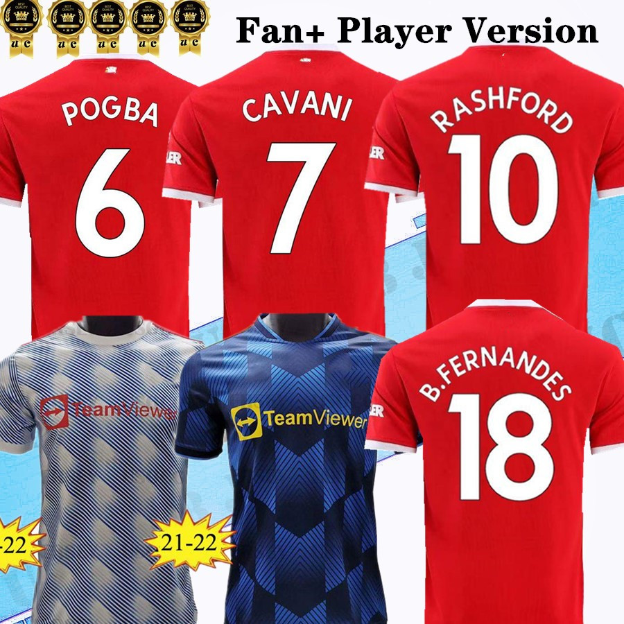 

2021 2022 Thailand FC POGBA soccer jersey B. FERNANDES 3RD 21 22 UTD CAVANI LINGARD MAGUIR RASHFORD GREENWOOD women football shirt uniforms man+kids kit jerseys, Home