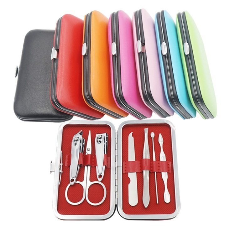 

Party favor 7 colors Nail Clippers Kit Scissors Tweezer Knife Ear pick Manicure Set Nail Manicure Set Supplies By sea T2I52534