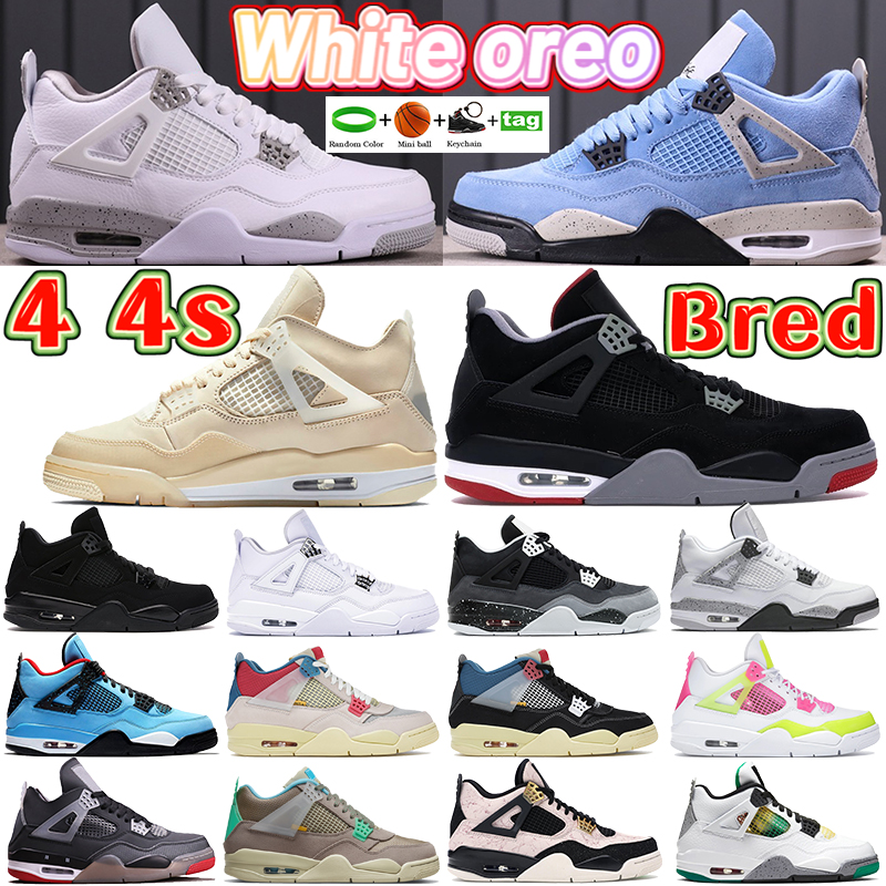

Top quality 4 4s basketball shoes white oreo university blue bred black cat pure money trainers fire red metallic green purple taupe haze guava ice men women sneakers, 26.royalty