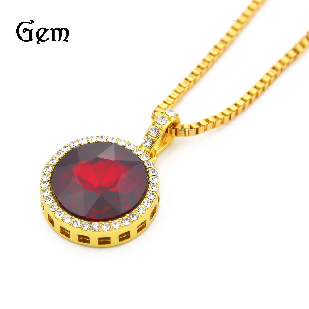 

Hip hop diamond round red hiphop men's Necklace Jewelry