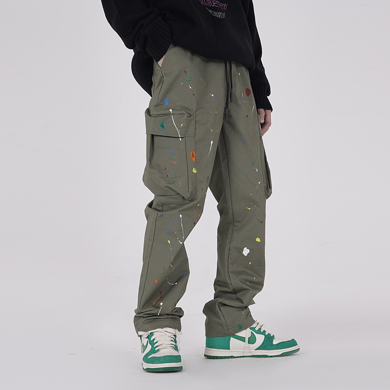 

2021 New Painted Harajuku Streetwear Men's Leg String Casual Pocket High-end Cordon Track R0d4, Black