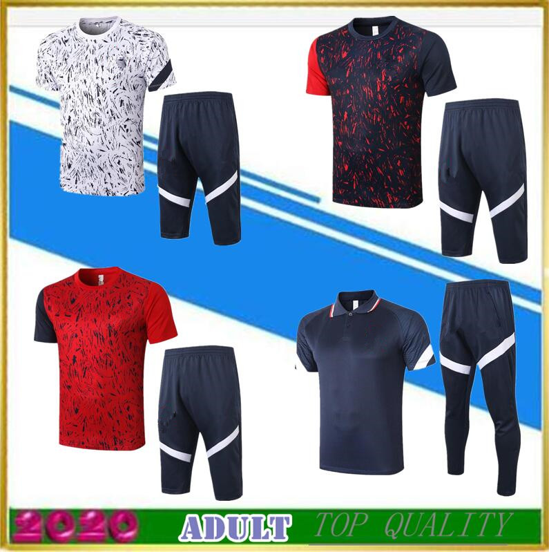 

2021 2 stars jacket kit POGBA MBAPPE GRIEZMANN short sleeve polo soccer tracksuit chandal Survetement football training suit, 21/22