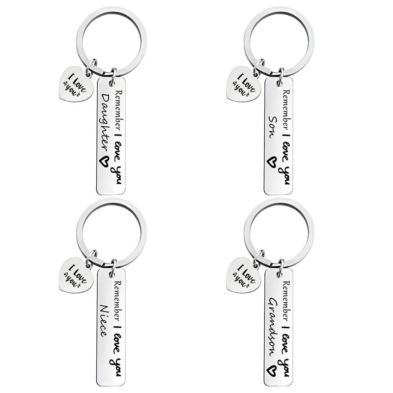 

Keychains Stainless Steel Keychain Pendant Father's Day Mother's Christmas Gift Accessories Lettering REMEMBER I LOVE YOU