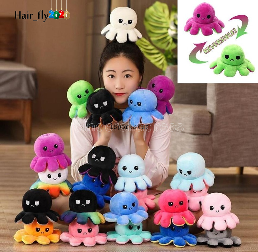 DHL Dispatch Reversible Flip Octopus Stuffed Plush Dolls Party Favor Soft Cute Happy Angry Moods Colors Changed Animal Release Stress Toys For Ki-image-713296068