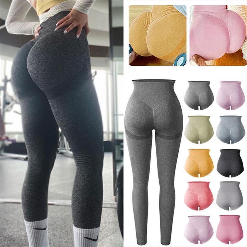 

high waisted seamless stretchy scrunch women leggings butt lifting leggins push up sport legging fitness running gym pants, Black