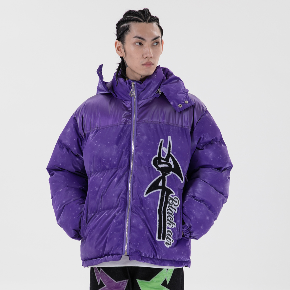 

2021 New Embroidery Gypsophila Shiny Reflective Padded Coat Men and Women Thick Oversize Casual Winter Loose Hooded Wadded Jacket Rco8, Gray