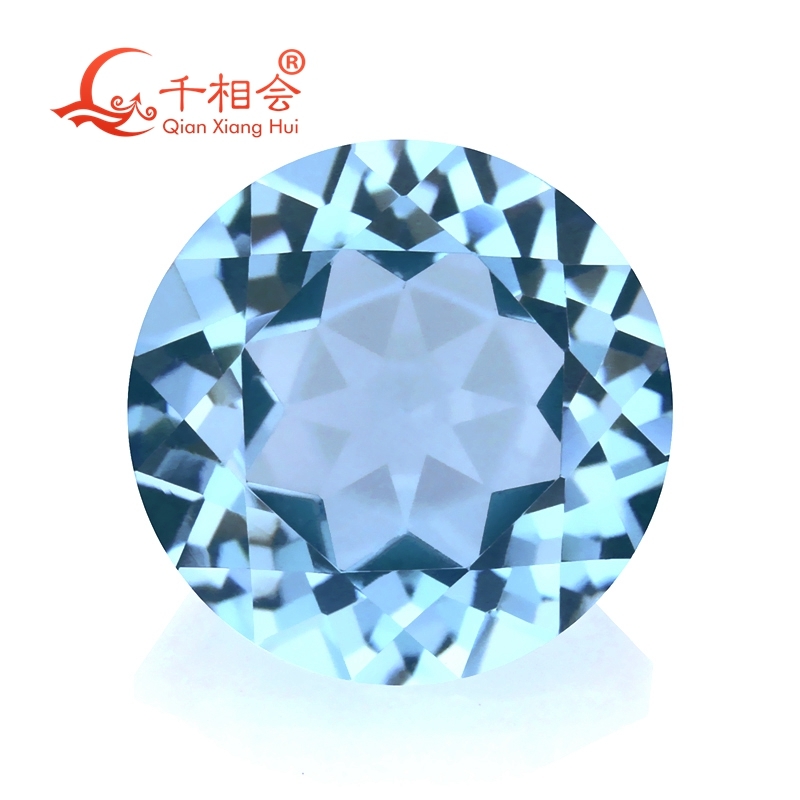 

Machine cut round shape natural cut beautiful Natural blue topaz gemstone Q0531