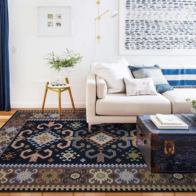 

Carpets Big Size Retro Kilim Pattern High Density Woven Area Rug , American Style Decoration Living Room Carpet Coffee Table Floor Mat
