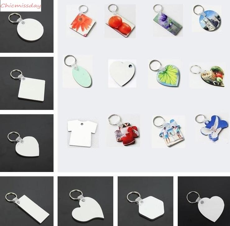 

New Blank keychains For Sublimation Mdf Heart Round Love Key Chain Thermal Transfer Printing DIY Blank Material Party Favor