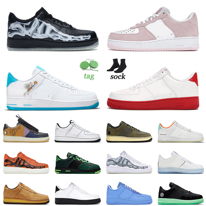 

2021 Dunk 1 Og Platform Flat Casual Shoes Off Mens Women Skeleton Black White Hare Space Jam Valentines Day Designer Skate Sneakers 36-45, C40 have a nice day 36-40