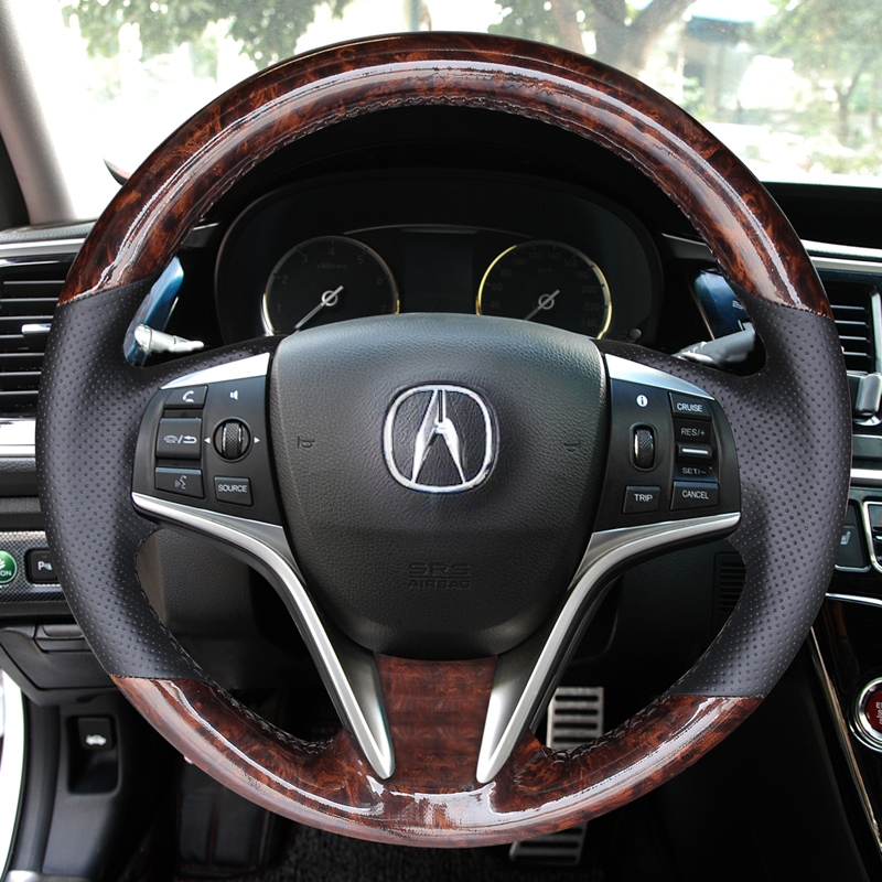 

For Acura CDX ILX TL DIY custom imitation mahogany leather hand-sewn car steering wheel cover
