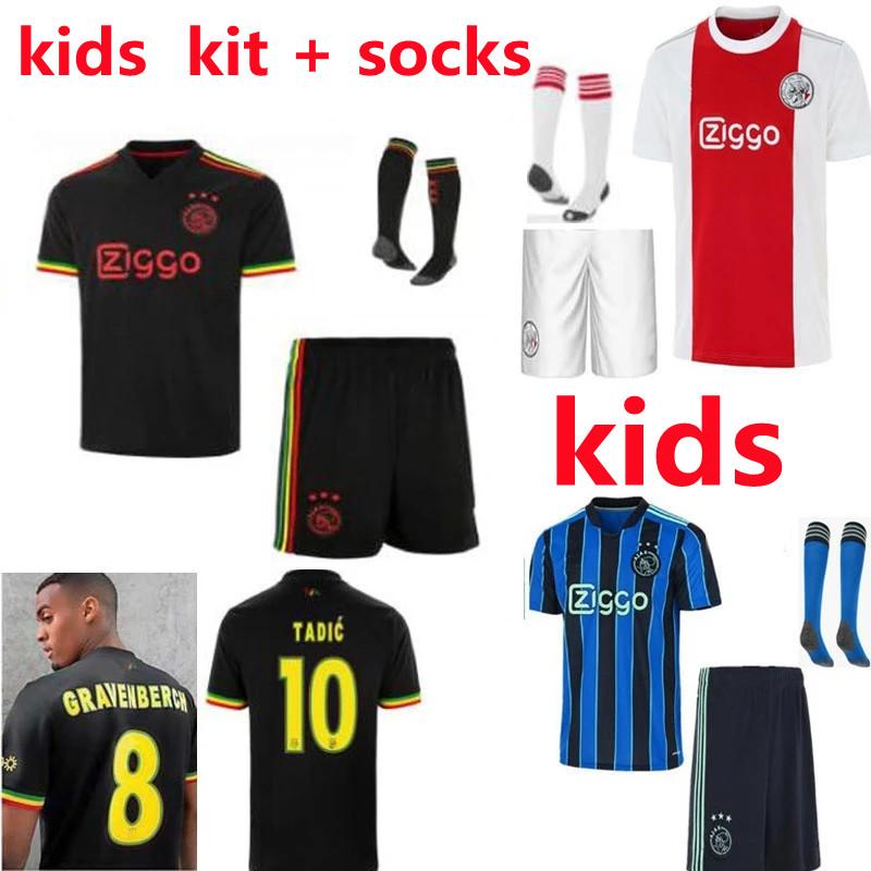 T-shirts Hommes 2021 Kit enfant Away Top Quality Kids Tadic 2022 Ajaxes Shirt Martinez Idrissi Mazraoui 21 22 hommes