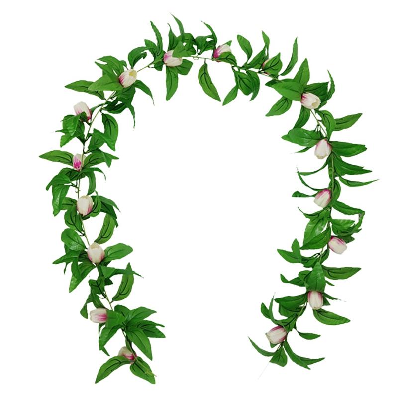 

Artificial Tulip Vine Hanging Plants Garland Wedding Flowers Vines for Wedding Birthday Party Garden Home Decoration, As shown