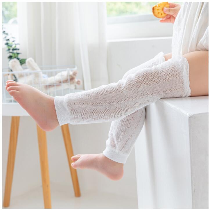 

Summer thin breathable children's socks kneepad baby middle tube anti mosquito crawling sheath cotton material skin friendly good tender mesh air permeability, White