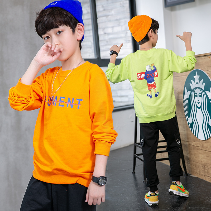 

Children's Clothing Suits Boys' Spring Autumn Casual Long-sleeved Tops Kid's Fashionable Handsome Sweater + Loose Korean Sports Pants 2 Sets, Blue