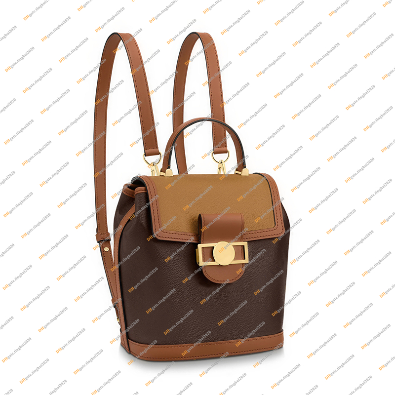 

Ladies Fashion Casual Designe Luxury MINI Backpack Schoolbag High Quality TOP 5A M45142 Pouch Purse, Caramel flower 2/ with dust bag & box