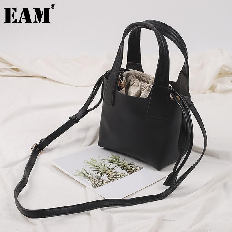 

[EAM] Women New Cute Mini Bucket Drawstring PU Leather Personality All-match Crossbody Shoulder Bag Fashion Tide 2021 18A1459, Black
