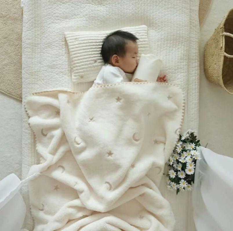 

Blankets & Swaddling Korean Style Baby Blanket Soft Coral Fleece Embroidery Born Infant Swaddle Wrap Nap Windproof Stroller Cover Bedding, Olive