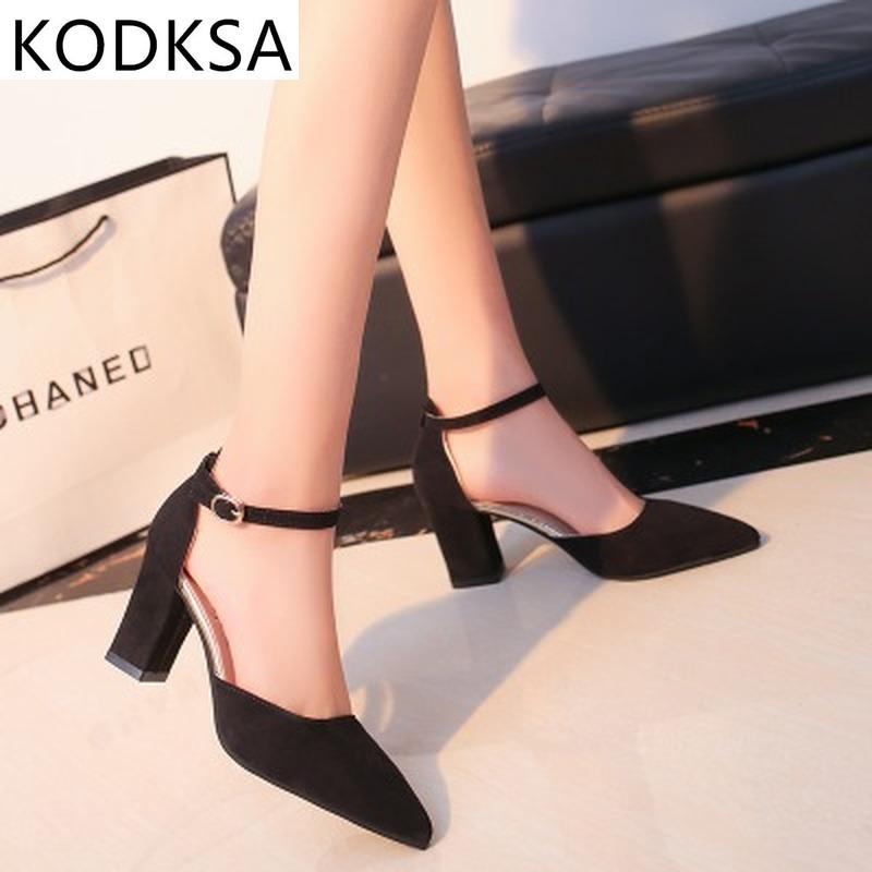 

Dress Shoes 2021 High Heels Autumn Flock Pointed Sandals Sexy Female Summer Mujer, Black