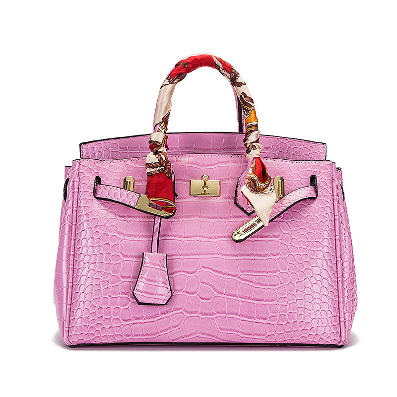 

new crocodile pattern birkin bag large capacity woman handbag, Beige