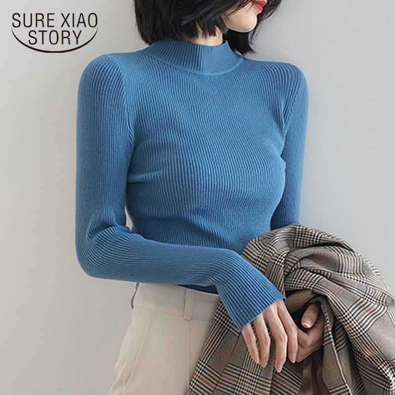 

Spring Vintage Women Sweater Turtleneck Autumn Winter Clothes Women Long Sleeve Knitted Sweater Slim Korean Pullover Knitwear 210527, Apricot