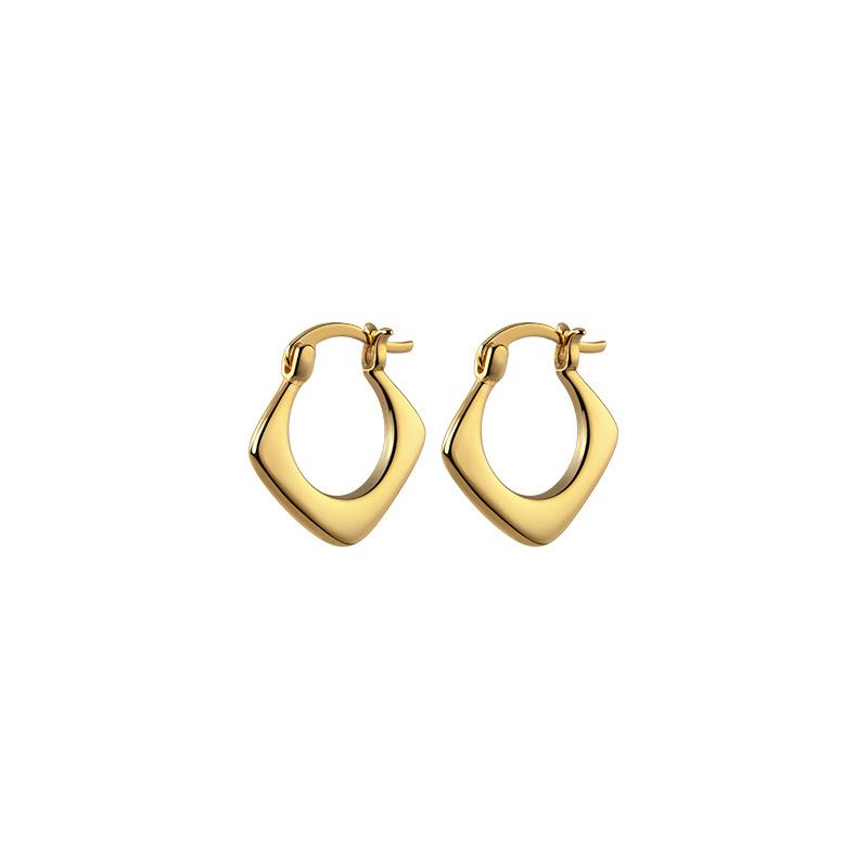 

Hoop & Huggie 18K Gold Authentic Real. 925 Sterling Silver Jewelry Ear Square Circle Lever Back Piercing Earrings C-G8648