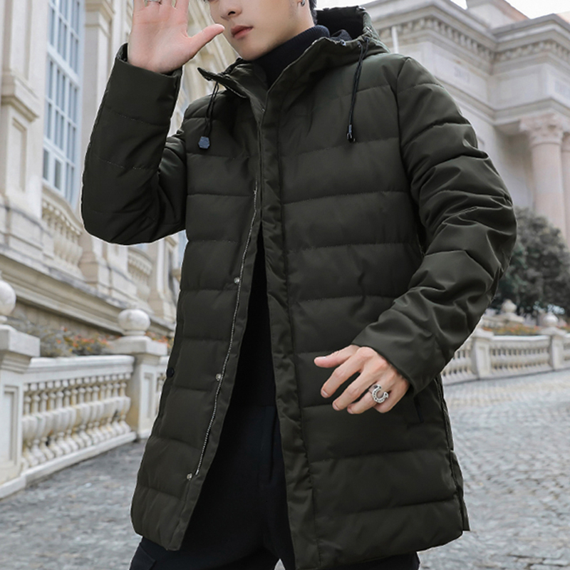 

2021 New Brand Mens Winter Down Jacket Long Sleeve Fashion Man Clothes Dust Coat Hooded Korean Style Plus Size High Quality Clothing Smo1, Black