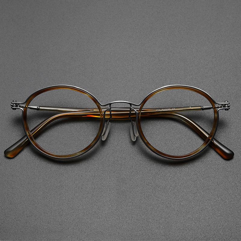 

Fashion Sunglasses Frames 2021 Glasses Frame Men Round Acetate Titanium Optical Eyewear Myopia Reading Precription Women Eyeglasses