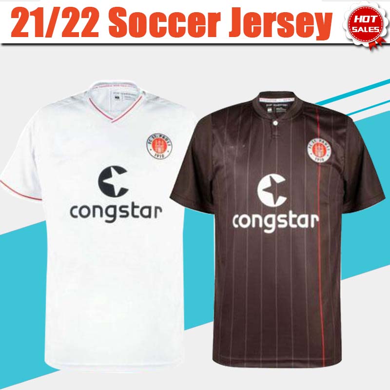

2021 2022 St. Pauli Soccer Jersey Home Black Men Adult Soccer Shirt Away White Short Sleeve Football Uniforms