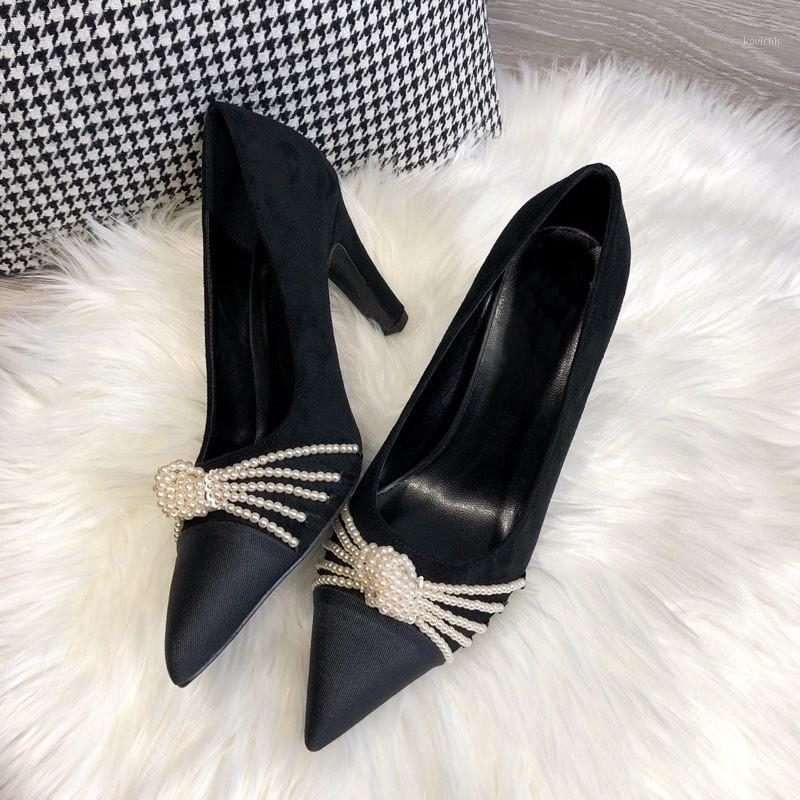 

Dress Shoes 2021 Fashion Summer Designer Pearls Beading Women Pumps Runway Pointed Toe High Heels Ladies Party Sandals, Apricot