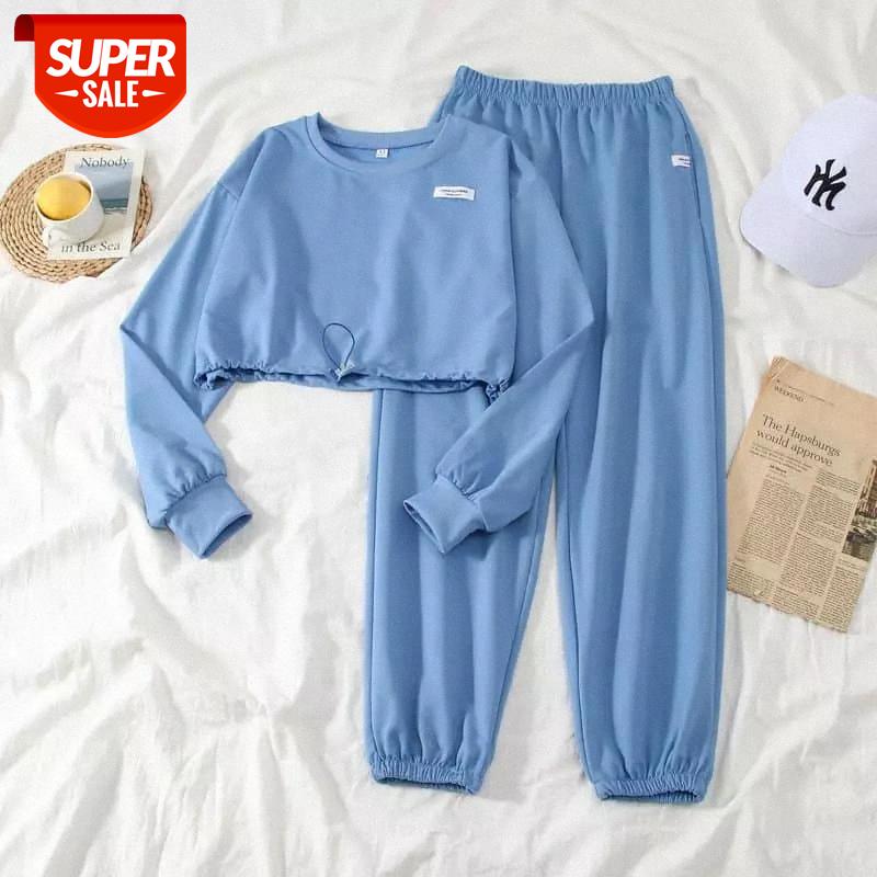 

Two Piece Set Women Clothing 2021 Autumn Korean Student Flavor Casual Sports Suit Pants Western Two-piece Suit Preppy Style #MF1u, Black;white