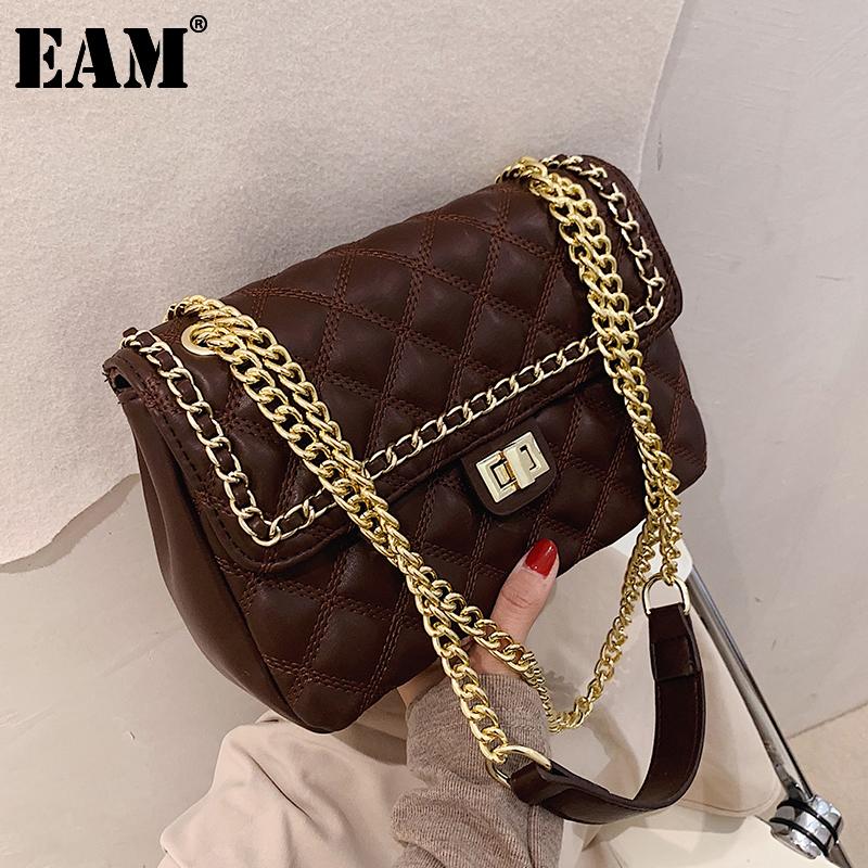 

[EAM] Women New Luxury High Capacity PU Leather Flap Personality All-match Crossbody Shoulder Bag Fashion Tide 2021 18A1200, Black