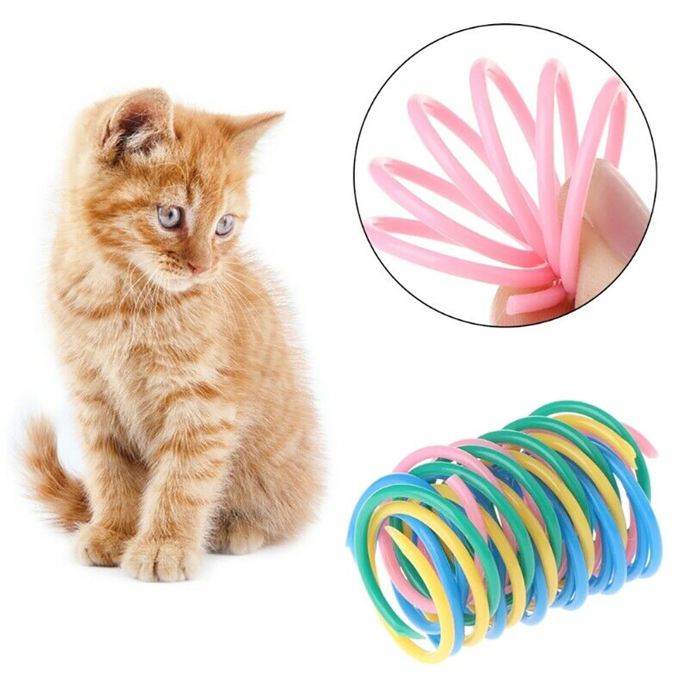 

Cat Spring Toy Pet Wide Plastic Colorful Springs Toys Action Durable Interactive