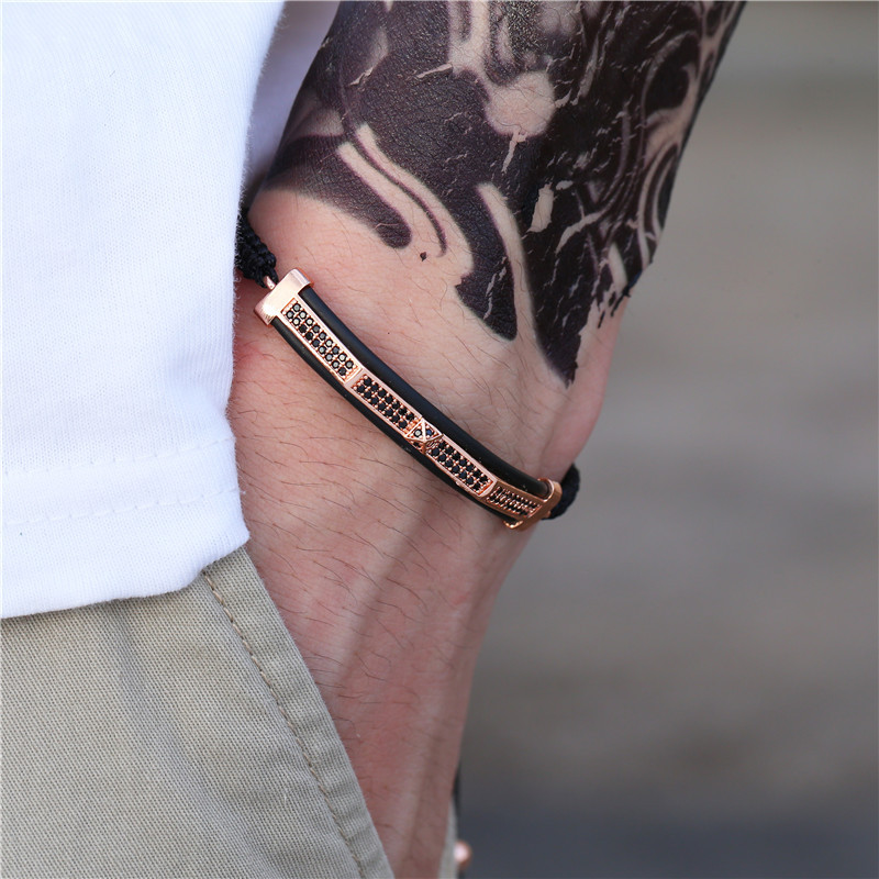

High quality adjustable copper bracelet fashion men bracelets for women jewellery pulsera hombre armband accessories bileklik, Black