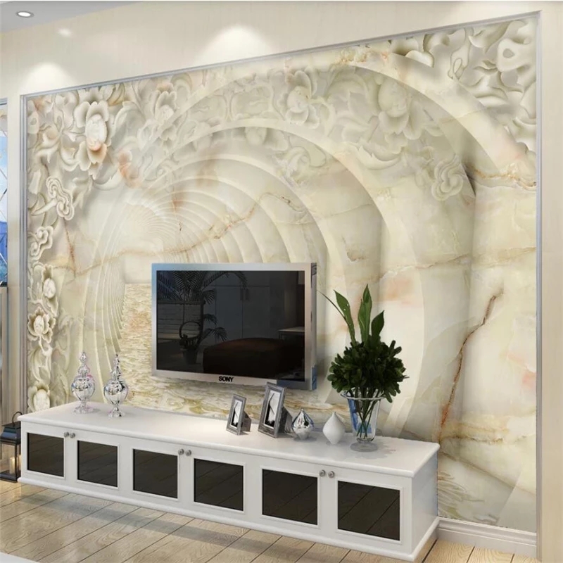 

Custom Size 3D photo wallpaper pattern jade relief marble material peint sofa background Wall living room murals, As show