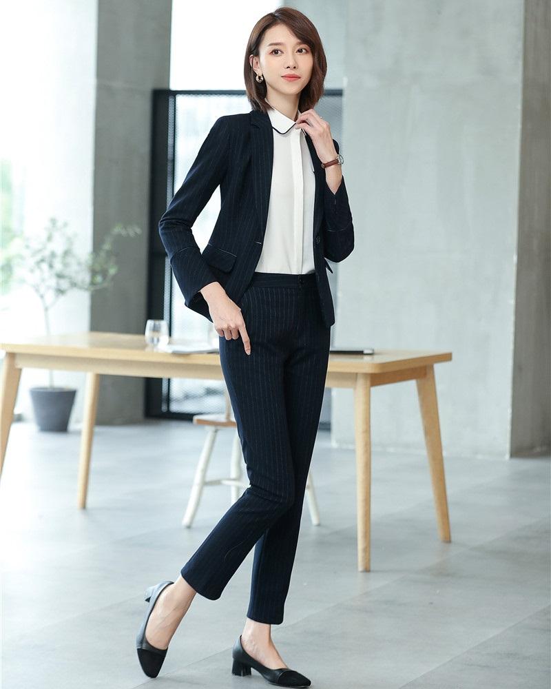 

Women' Suits & Blazers High Quality Formal Ladies Blazer Women Business Pant And Jacket Sets Work Wear Office Uniform Designs OL Styles, Black