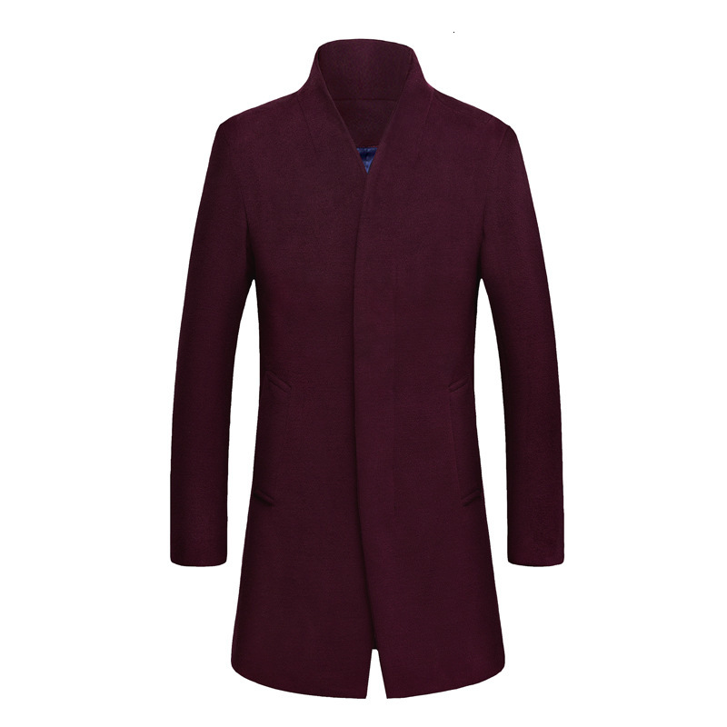 

2021 New Korean Style Wool Woolen Coat Overcoat Men Plus Size Winter Male Jacket Mens Coats Abrigo Hombre Kj242 Yqui, Navy blue